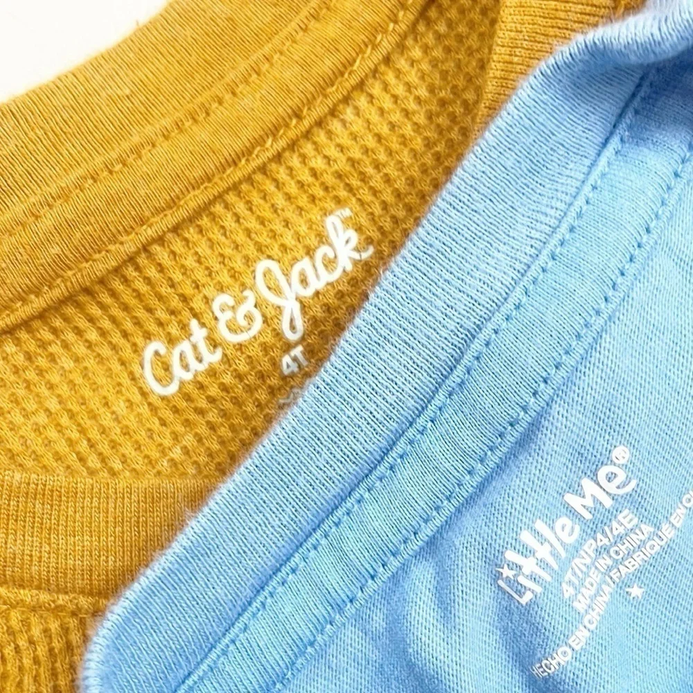 Cat & Jack waffle knit long sleeve top + Little Me toddler boys long sleeve shir